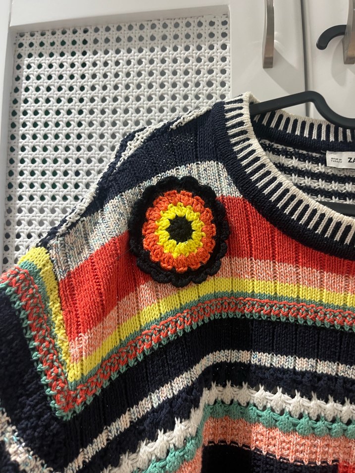 Zara Renkli Desenli Örgü Kadın Kazak - Görsel 4