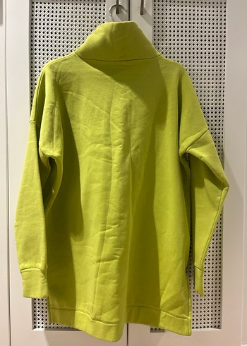 Sarı Yüksek Yakalı Fermuarlı Kadın Sweatshirt - Görsel 3