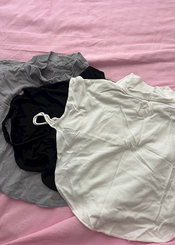 3 Adet Siyah Beyaz Gri Tesettür Boyunluk - Görsel 4