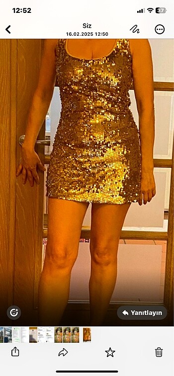 Gold payetli elbise