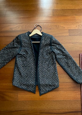 Gri, metal baskılı Kadın Ceket - Görsel 3