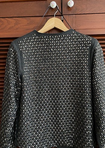 Gri, metal baskılı Kadın Ceket - Görsel 2