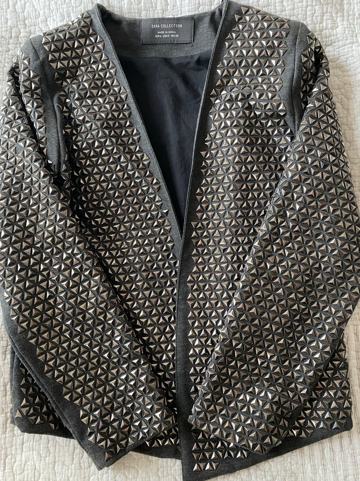 Gri, metal baskılı  Kadın  Ceket - Görsel 4