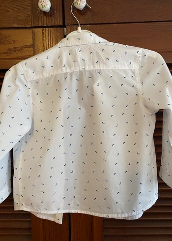 Erkek Çocuk Beyaz Baskılı Pamuklu Gömlek - Görsel 2