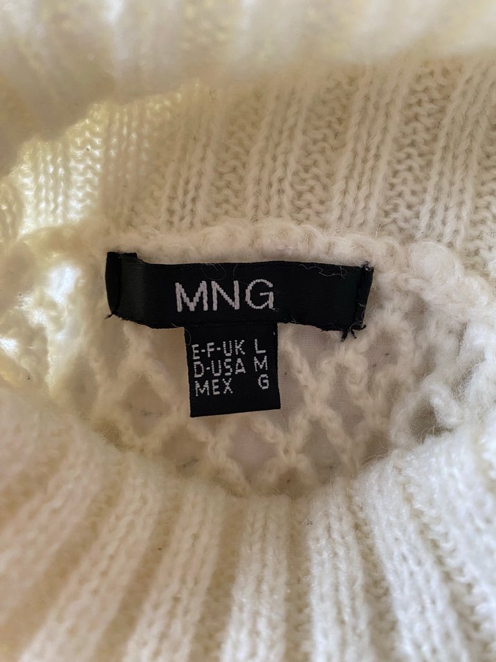 Bohem kırık beyaz Balıkçı Yaka Örgü Kazak - Görsel 2