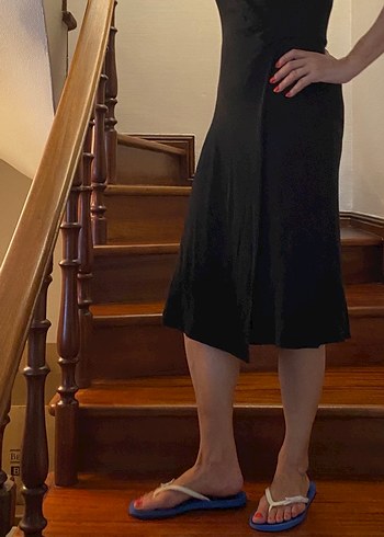 Siyah V Yaka Anvelop Kadın Elbise - Görsel 3