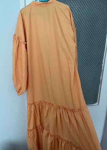 Pastel turuncu Uzun Kollu Bohem Gömlek Elbise