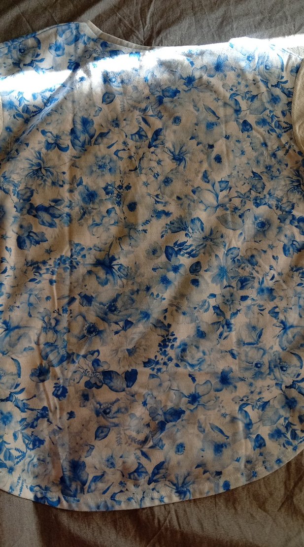 Kız Çocuk Mavi Desenli Keten Tişört - Görsel 2