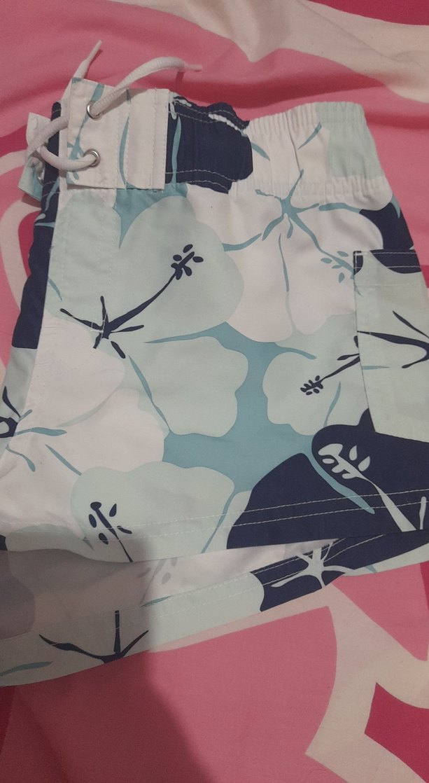 Mavi Baskılı Mini Erkek bayan  Deniz Şortu - Görsel 2