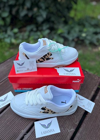 Beyaz Leopar Desenli Bağcıklı Kadın Spor Ayakkabı - Görsel 2