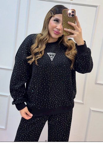 Payetli Siyah Hamile Uzun Kollu Tişört - Görsel 4