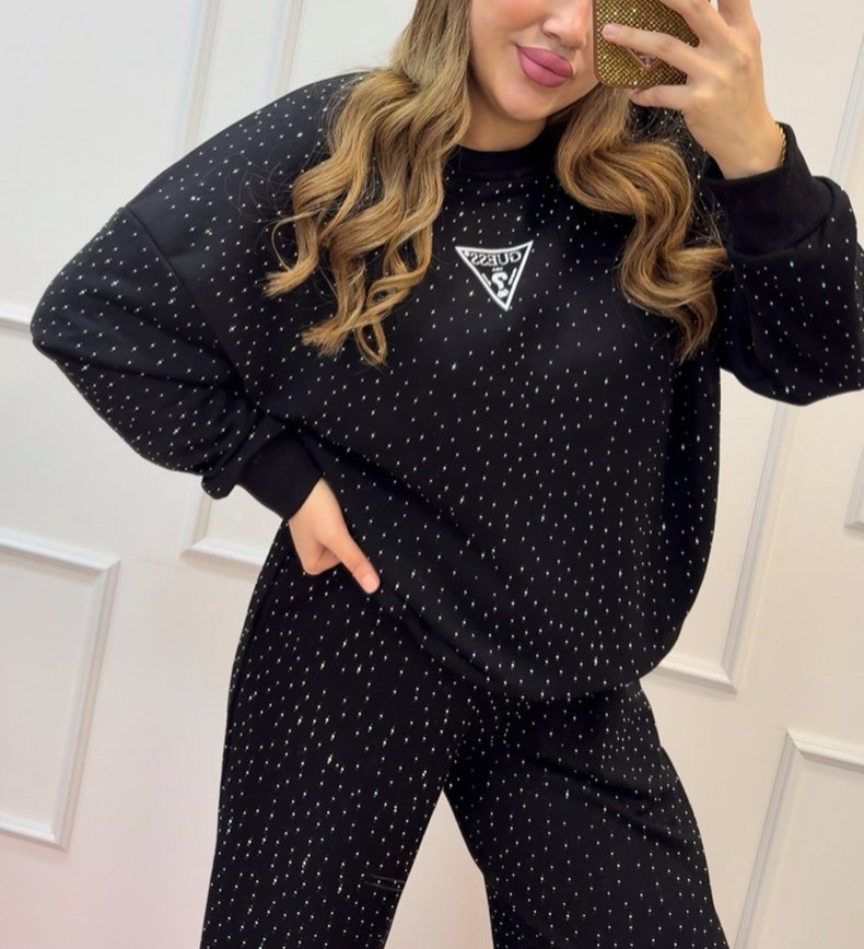 Payetli Siyah Hamile Uzun Kollu Tişört - Görsel 2