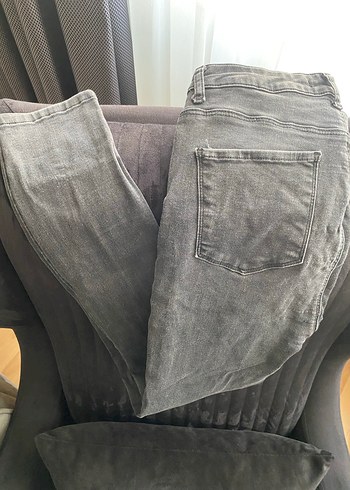 38 Beden siyah Renk Gri Kadın Kot Pantolon Bel Tokalı