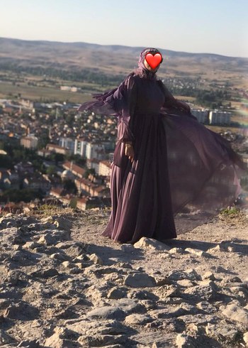 Uzun Mor Gotik Kadın Abiye Elbise