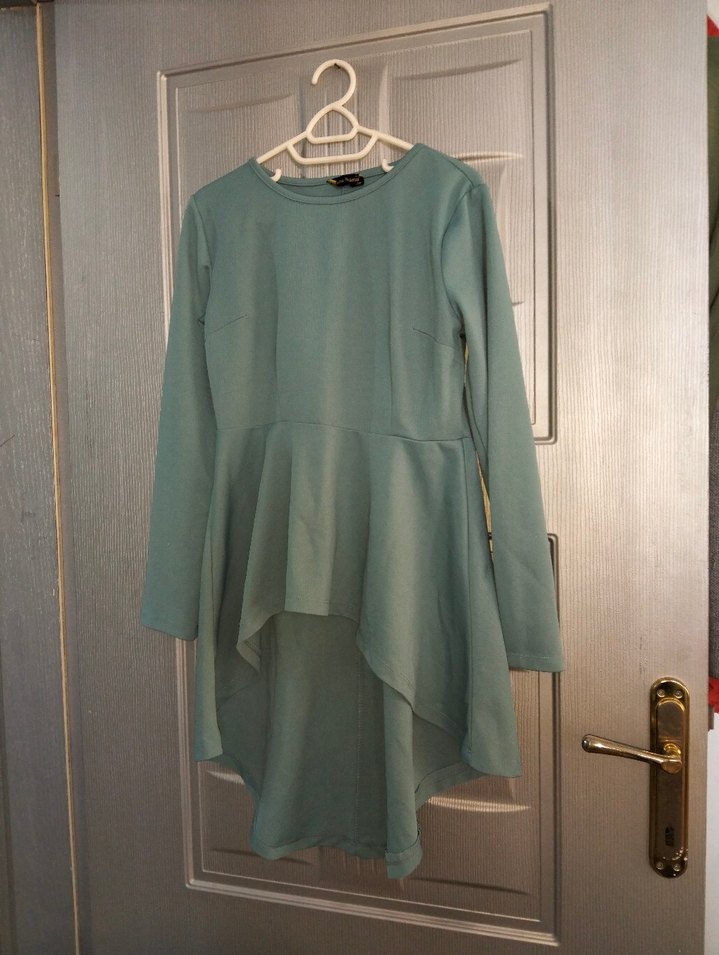 Drapeli Turkuaz Tunik Etek Takım - Görsel 4