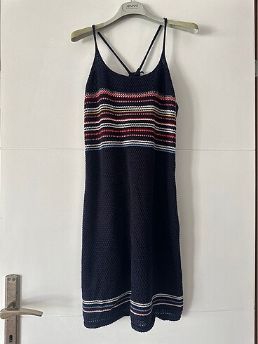 Lacivert triko halter yaka elbise