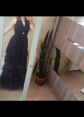 Diğer Siyah sırti açık elbise