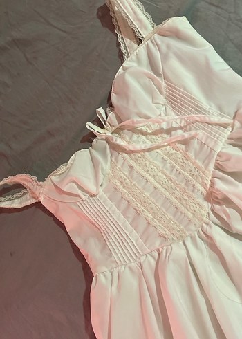 Beyaz Dantelli arkası bağlamalı elbise mini - Görsel 3