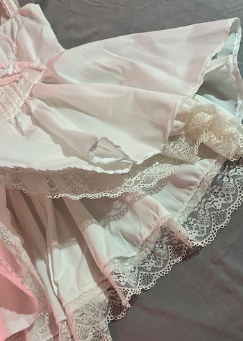 Beyaz Dantelli arkası bağlamalı elbise mini - Görsel 4