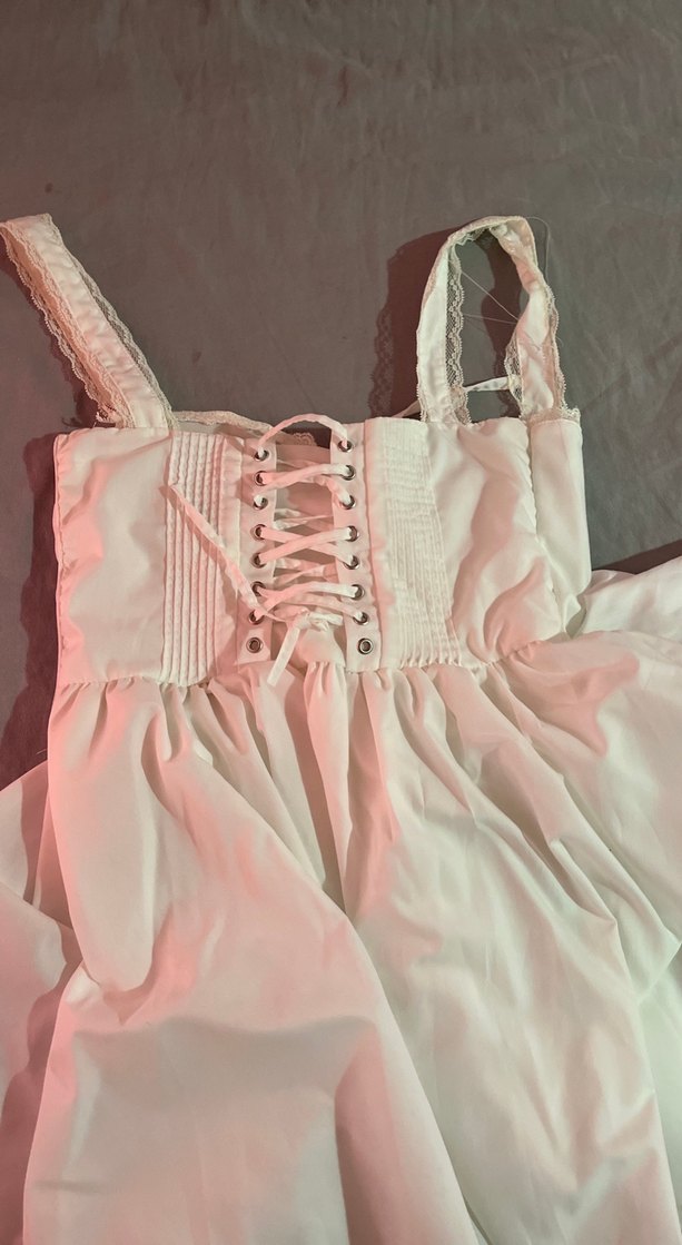 Beyaz Dantelli arkası bağlamalı elbise mini - Görsel 5