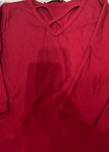 Bordo V Yaka Uzun Kollu Triko Kadın Kazak - Görsel 2