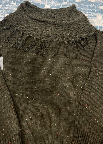 Kadın Gri Bohem Örgü Kazak - Görsel 3