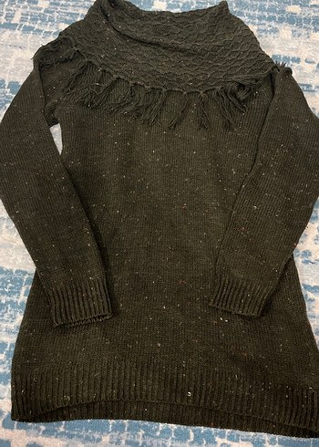 Kadın Gri Bohem Örgü Kazak - Görsel 2