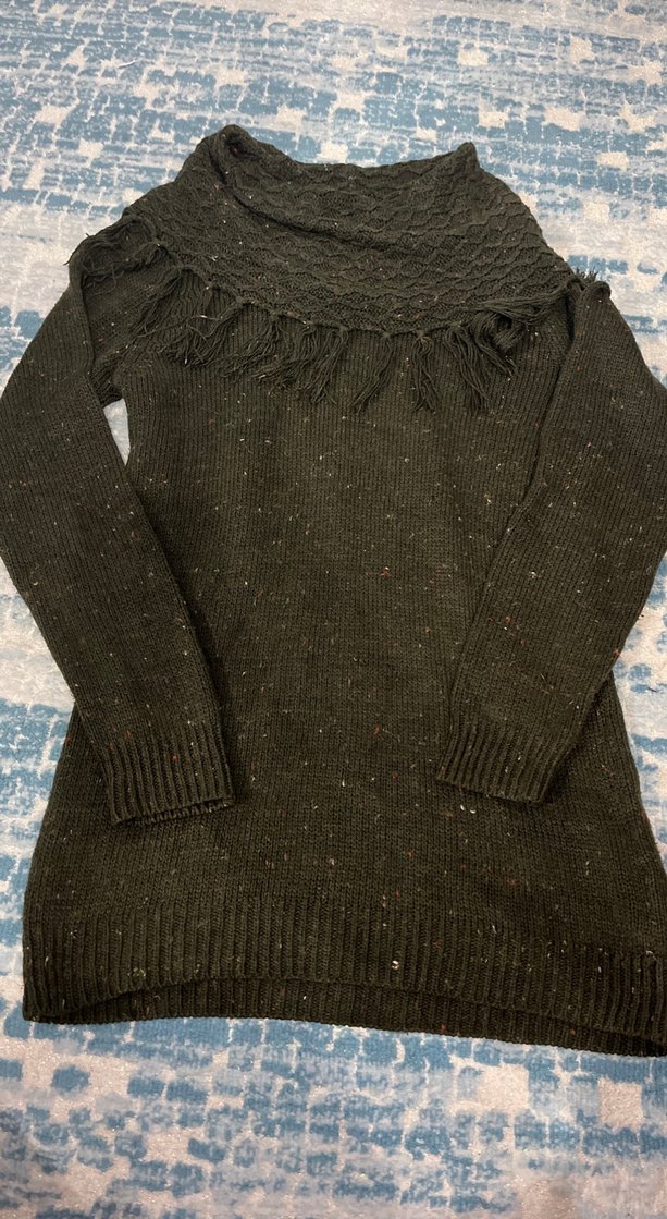 Kadın Gri Bohem Örgü Kazak - Görsel 2