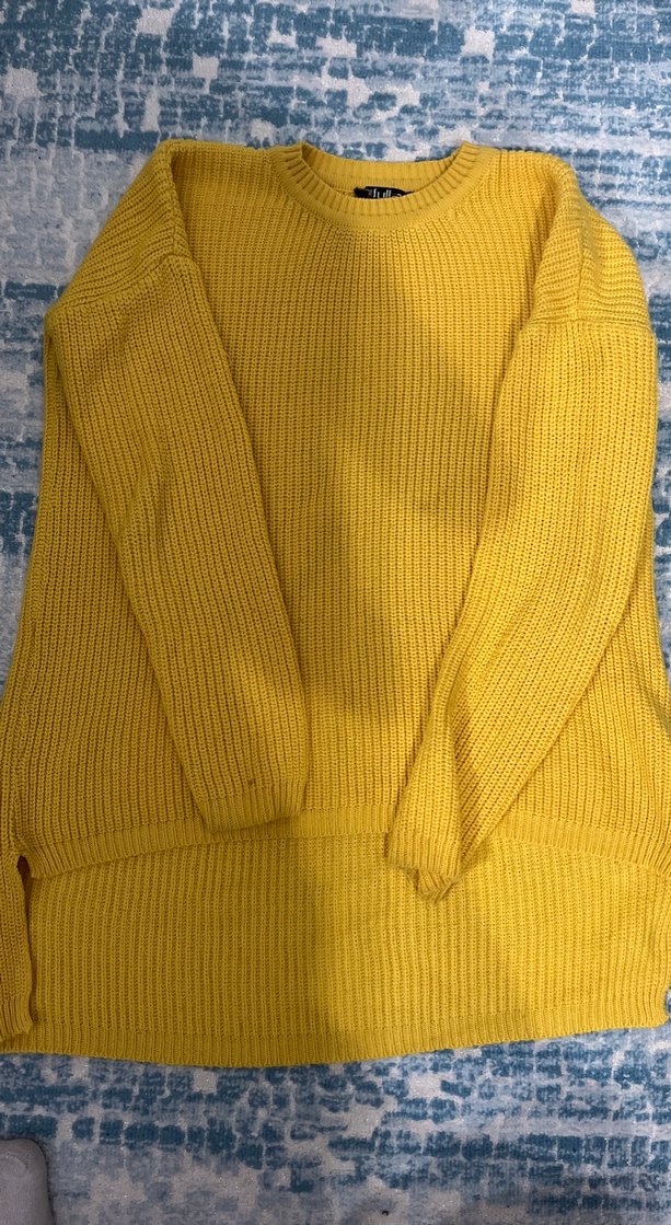 Sarı Örgü Kadın Kazak Uzun Kollu - Görsel 2