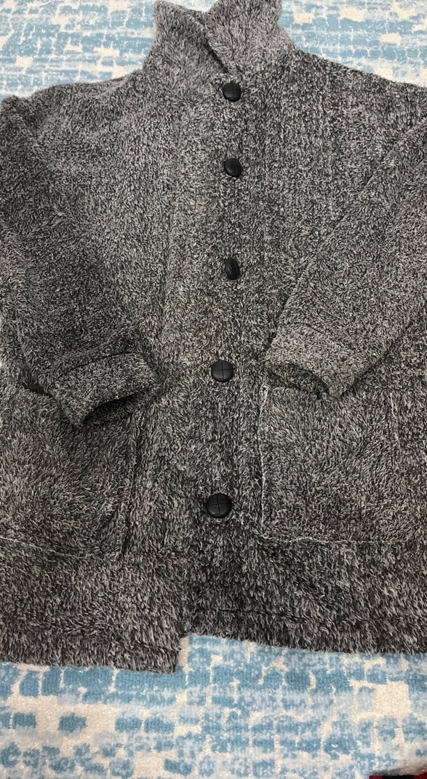 Düğmeli Gri Yün Kadın Kaban - Görsel 2