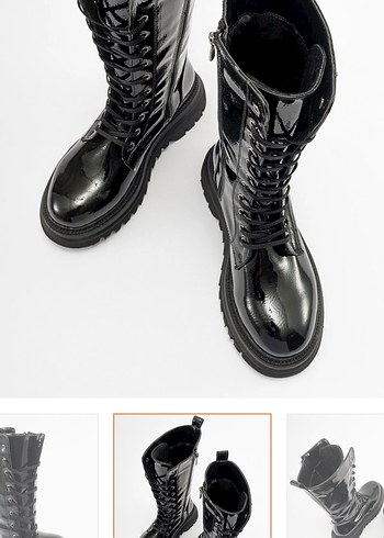 Kadın Siyah Rugan bağıcıklı deri bot - Görsel 2