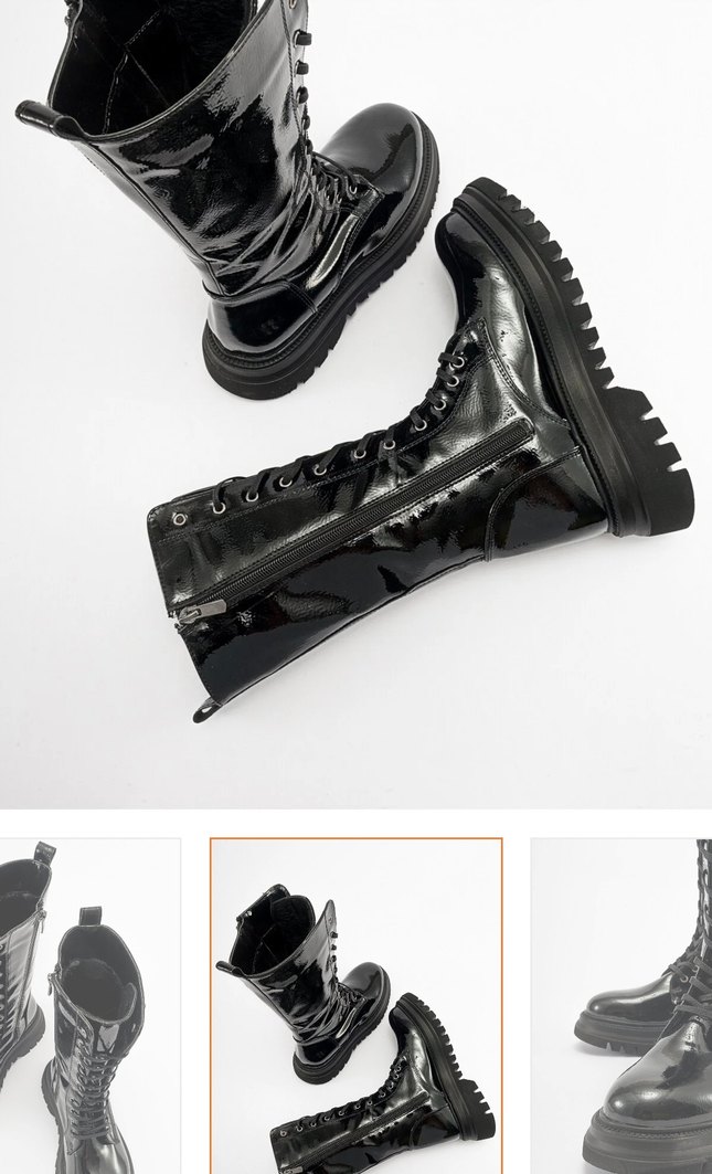 Kadın Siyah Rugan bağıcıklı deri bot - Görsel 4