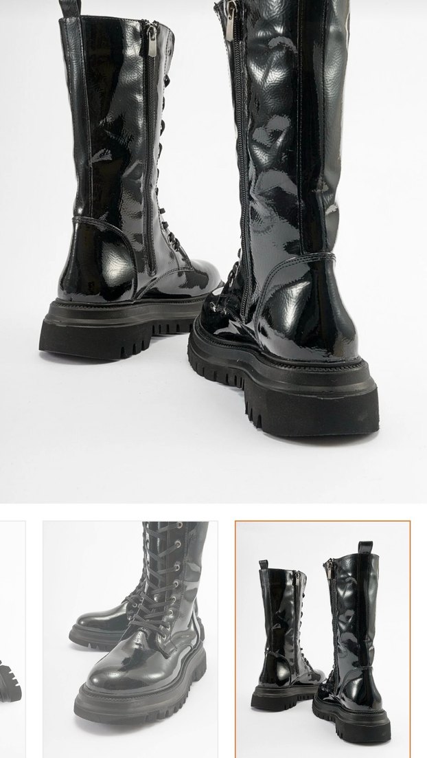 Kadın Siyah Rugan bağıcıklı deri bot - Görsel 5