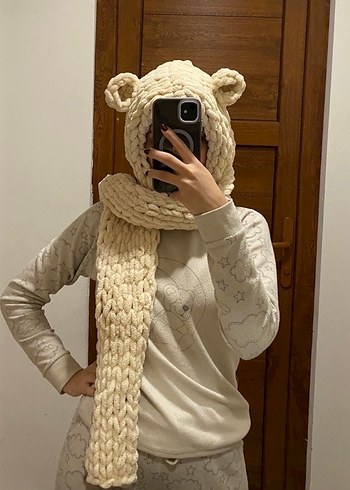 Beyaz Örgü Bohem Kadın Atkı - Görsel 2