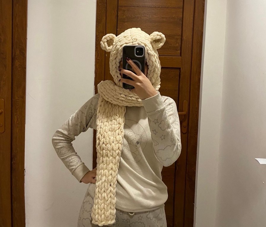 Beyaz Örgü Bohem Kadın Atkı - Görsel 2