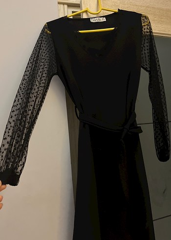 Uzun Kollu Siyah Gotik Elbise