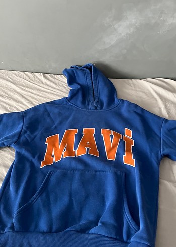 Mavi Kapüşonlu Kadın Sweatshirt