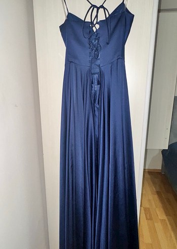 Lacivert Drapeli Uzun Abiye Elbise 38-40-42 bedene uygun boy170+ - Görsel 3