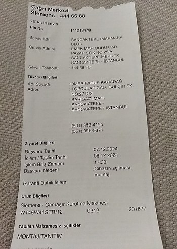  Beden Renk Siemens Gri Kurutma Makinesi yeni sıfır garantili