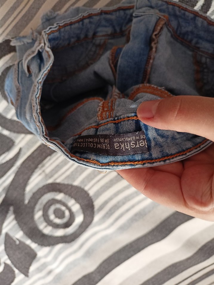 Kadın Mavi Mini Denim Şort - Görsel 3