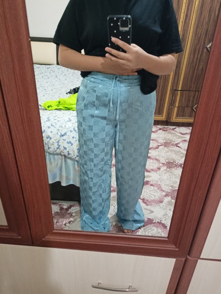 Mor Pilili Rahat Kesim Kadın Pantolon - Görsel 2