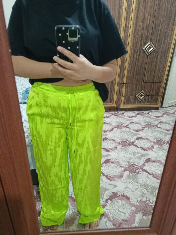 Mor Pilili Rahat Kesim Kadın Pantolon - Görsel 3