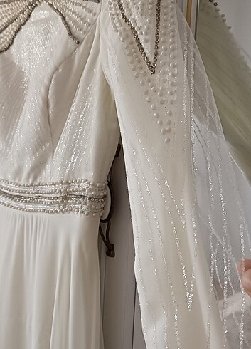 38 Beden beyaz Renk Abiye -Nikah abiyesi- tesettür nikah abiyesi