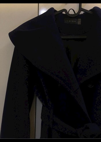 Chima Koyu Lacivert Yün Kadın Kaban - Görsel 2