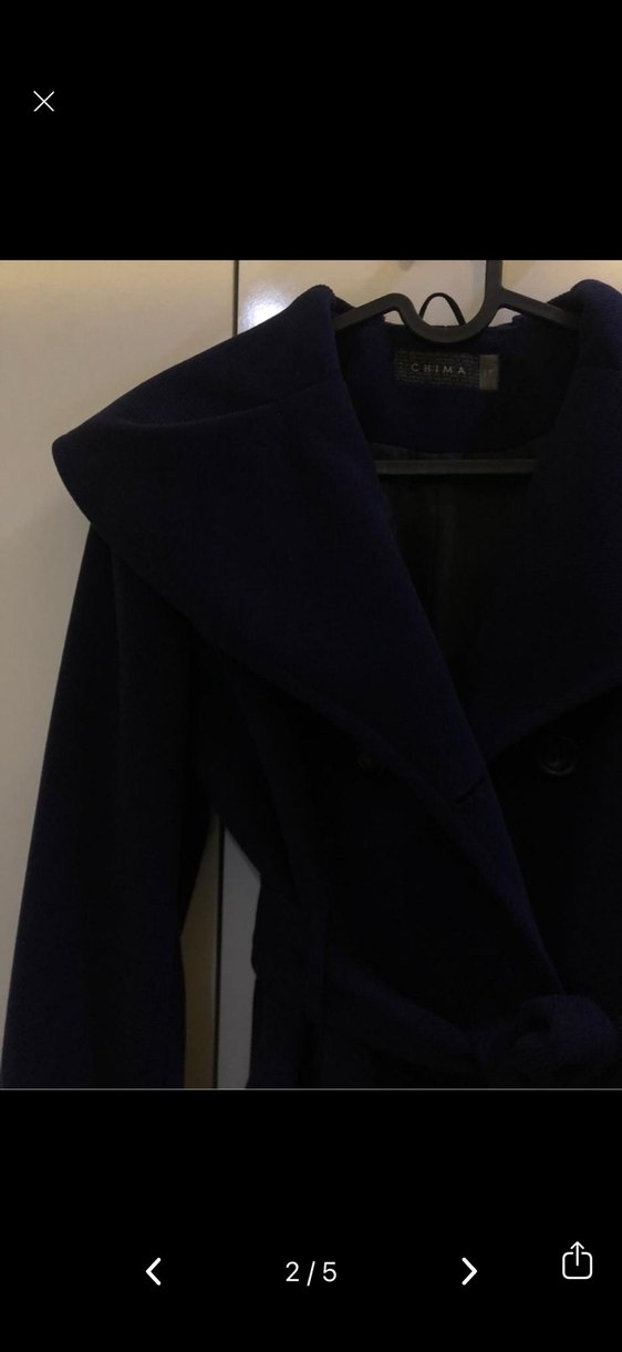 Chima Koyu Lacivert Yün Kadın Kaban - Görsel 2