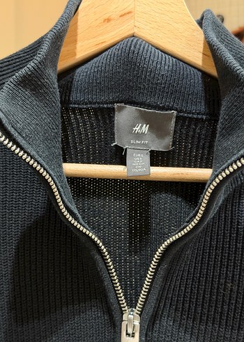 H&M Fermuarlı Siyah Yün Erkek Kazak - Görsel 3