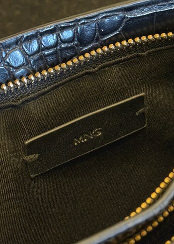 Mango Siyah Deri Yılan Desenli Tokalı Kadın Çanta - Görsel 5