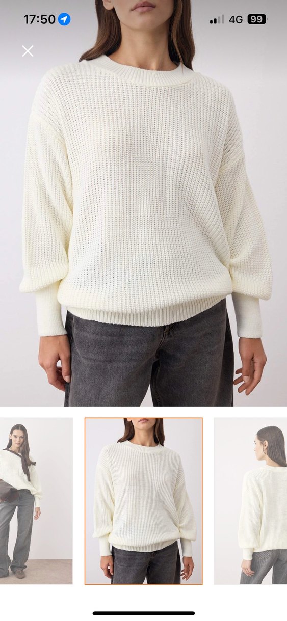 Bej Kadın Örgü Salaş Kazak - Görsel 3