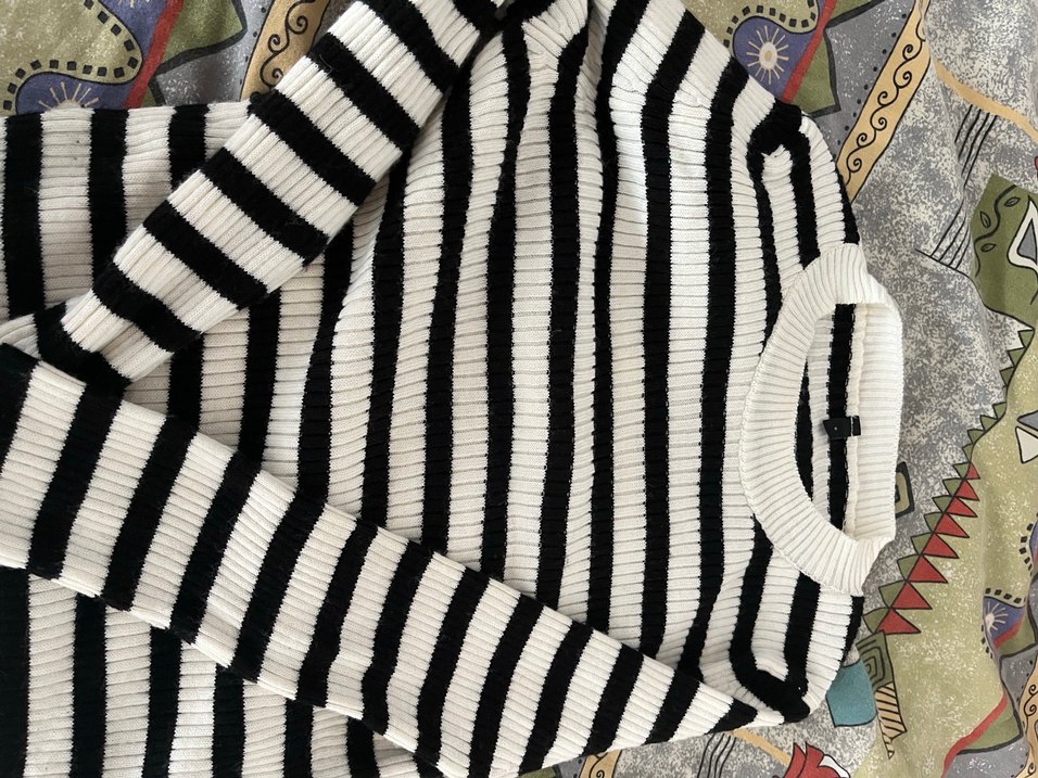 Çizgili  Kadın Triko Kazak - Görsel 2