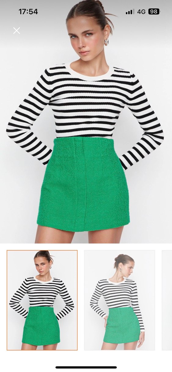 Çizgili  Kadın Triko Kazak - Görsel 5